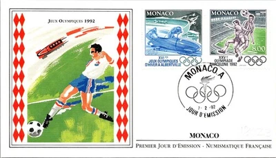摩纳哥 SC# 1802-3 FDC 1992 年奥运会 - A02787 — 第 1/2 张图片