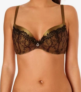 Sujetador Masquerade Lula-Mae verde oliva 36E con aros forrado de espuma satinada - Imagen 1 de 4