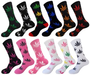 EIN PAAR MARIHUANA WEED LEAF BAUMWOLLE CREW-SOCKEN 18 ZOLL GRÖSSE 10-13 MEHRFARBIG - Bild 1 von 54