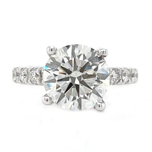 5.00 ct G VS1 IGI Round Cut Lab Created Diamond Pave Engagement Ring 14K WG - Picture 1 of 5