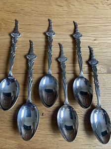 Statue of Liberty New York 6 Andenklöffel Coffee Spoon Silver Plated 14,7 CM - Picture 1 of 16