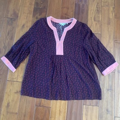 Top BODEN Annabelle Borgoña y Negro Rosa Terciopelo Manga 3/4 Talla US 14 Foto 1 de 4