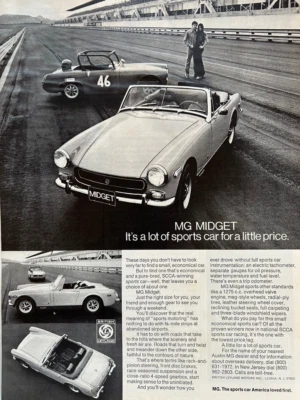 Vintage 1972 MG Midget original black and white ad A550 Foto 1 de 2
