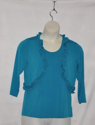 Juego de tanque y encogimiento de hombros con volantes Joan Rivers talla S verde azulado Foto 1 de 4