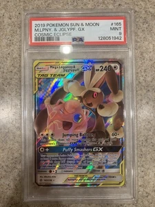 PSA 9 MINT Megalopunny & Jigglypuff GX Cosmic Eclipse Pokemon Sun & Moon #165 - Picture 1 of 2