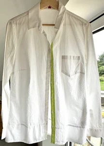 Miss Captain White With Lime Green Trim 100% Cotton Long Sleeved Textured Shirt - Picture 1 of 5