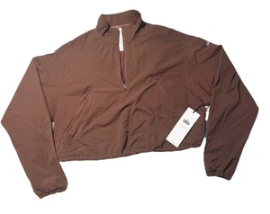 Alo Yoga 1/4 Zip Cropped In The Lead Coverup Pullover Cherry Cola Size Large - Bild 1 von 8