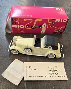 VINTAGE RIO 1932 HISPANO SUIZA # 61 DIECAST CAR 1:43 SCALE ITALY W BOX - Picture 1 of 9