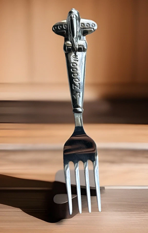 Tenedor de avión con zoom de acero inoxidable Reed & Barton cubiertos bebé niño pequeño Foto 1 de 4