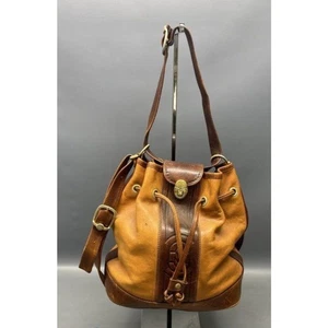 MARINO ORLANDI ITALIENISCHE LEDER VINTAGE KORDELZUG BUCKET BAG - Bild 1 von 10