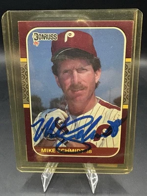 Tarjeta Donruss Mike Schmidt Phillies 1987 #160 día de apertura automática en persona Foto 1 de 3