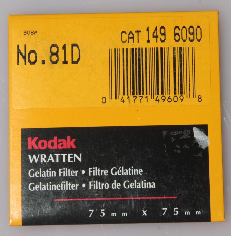 Kodak Wratten No. 81D Gelatin Filter - 149 6090 - 75x75mm 3x3" Square - NEW - Image 1 of 2