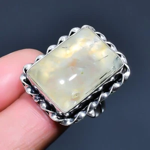 Prehnite Handmade Gemstone Jewelry Ring US Size 7.5 - Picture 1 of 1