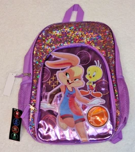 Zaino Space Jam Lola Bunny Looney Tunes Squad scuola libro borsa tote 17" - Foto 1 di 7