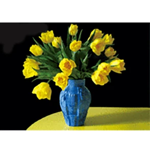 Tulipanes amarillos en jarrón azul - postal lenticular 3D tarjeta de felicitación - NUEVO - Imagen 1 de 1
