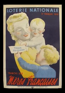 LOTERIE NATIONALE MERES FRANCAISES 1940 VON DEROUET ORIGINAL FRANZÖSISCHES POSTER - Bild 1 von 1