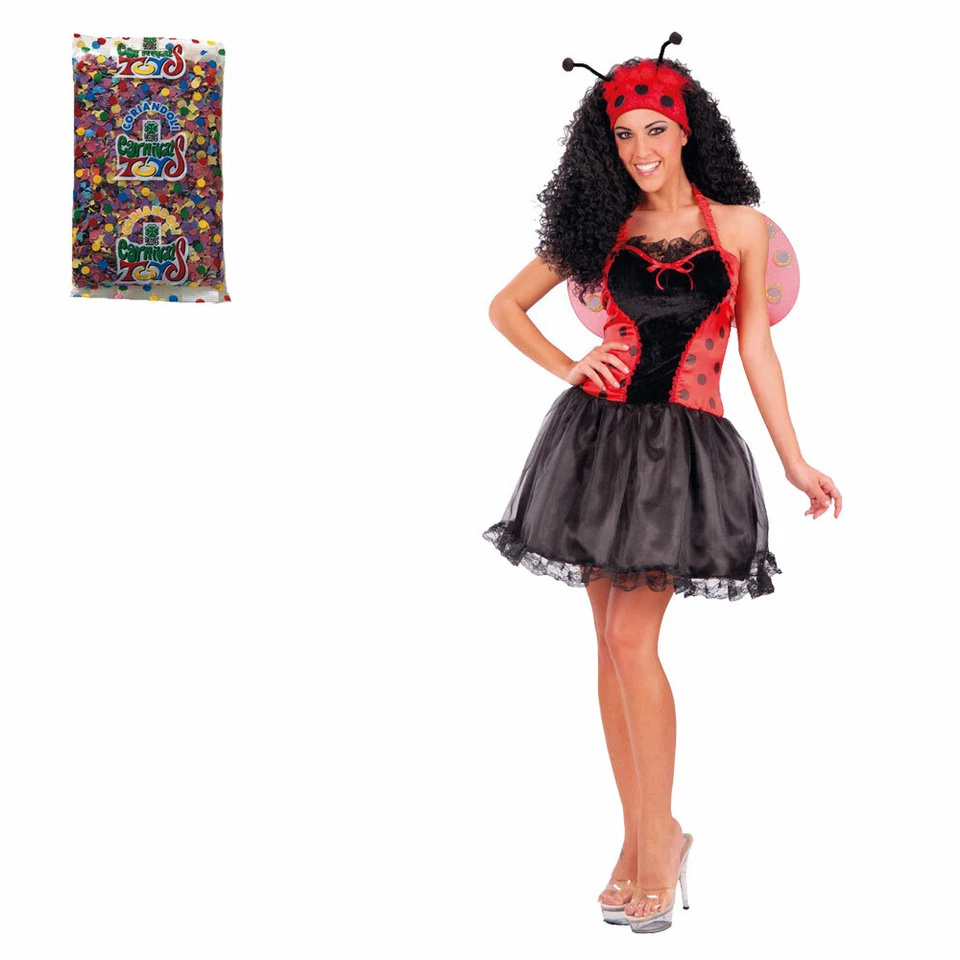 Guirca Costume da Coccinella Donna Vestito Carnevale Taglia Unica con Cerchietto - Immagine 1 di 1