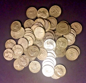 $12.00 BAG 90% ALL SILVER QUARTERS COINS U.S. MINTED NO JUNK PRE 1965 1 - Picture 1 of 3
