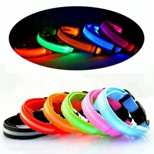 HUNDE LEUCHTHALSBAND LED HALSBAND IN 7 FARBEN FARBIGEM BAND AUFLADBAR PER USB - Bild 1 von 2