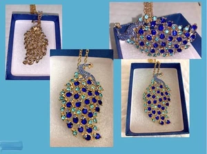 Pavoni blu 🦚 collana pezzo dichiarazione posto di lavoro REGALO - Foto 1 di 6