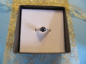 ECHT SILBER-925er STERLINGSILBERS-RING blaue Süßwasser-Zucht-Perle+Zirkonias-56 - Bild 1 von 6