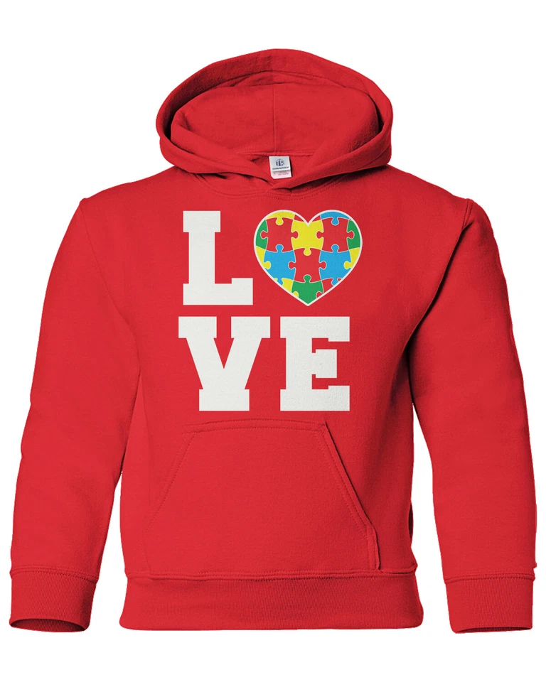 Autism Awareness Love Puzzle Corazón Juvenil Sudadera con Capucha Soporte Foto 1 de 1