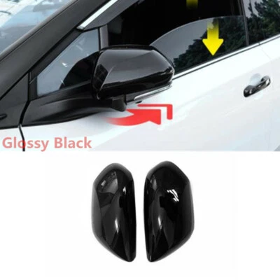 Cubierta de espejo retrovisor lateral negro brillante 2 piezas para Toyota C-HR CHR 2018-2019 Foto 1 de 4
