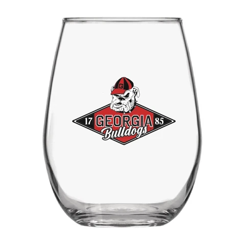 Georgia Bulldogs Retro Route 66 Dog Logo Stemless Wine Glass 15 oz Cover