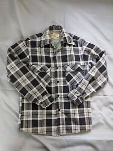 Fieldmaster Flannel Shirt Gray Vintage Sears Button Up Quilted Lined Mens Size M