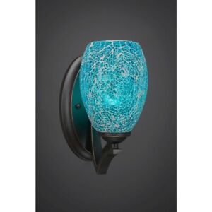 Toltec Zilo Wall Sconce, Dark Granite, 5" Turquoise Fusion Glass - 551-DG-5055