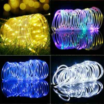 Outdoor Solar LED Powered Fairy String Rope Strip Lights Waterproof Garden Patio - image 1 of 4