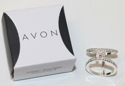 2018 AVON Zodiac Sign Ring Gemini Size 8 Silvertone - Image 1 of 4