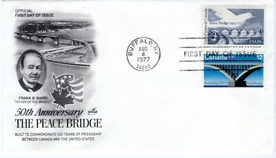 USPS FDC US #1721 Canada #737 1977 13¢ Peace Bridge ST2679 - Image 1 of 2