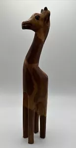 9,5 Zoll große handgeschnitzte und bemalte Baby Giraffe aus Holz süßes Gesicht Vintage - Bild 1 von 13