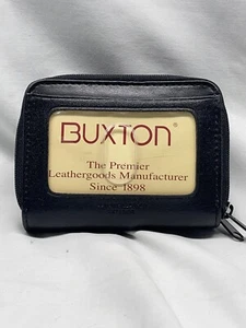 Buxton Black Leather Accordion Credit Card & ID Womens Wallet NWOT - Picture 1 of 5