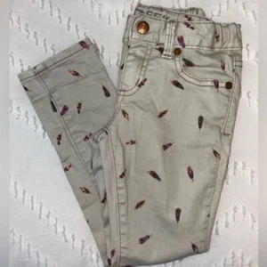 Peek Dungarees feather design, light gray skinny jeans - sz 5 girls - Picture 1 of 8