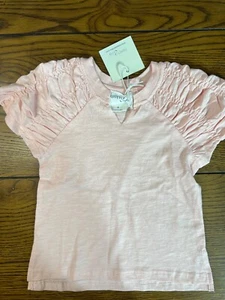 NWT Poppet & Fox Pink Ruched Sleeve Top Girls Short Sleeve Shirt Size 4 - Picture 1 of 2