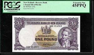 New Zealand p-159c , XF , 1 Pound, 1956 - 1960, PCGS Graded 45 PPQ