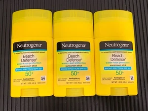 Lot Of 3 Neutrogena Beach Defense Sunscreen Stick Broad Spectrum SPF 50+ 1.5 oz - Picture 1 of 1