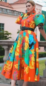 Christopher John Rogers x Target Midi Dress Sz 0 Tropical Oversized READ Desc. - Picture 1 of 6