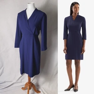 NWT MM LaFleur Niko 2.0 Dress Size 8 in Deep Indigo V Neck Long Sleeve - Picture 1 of 12