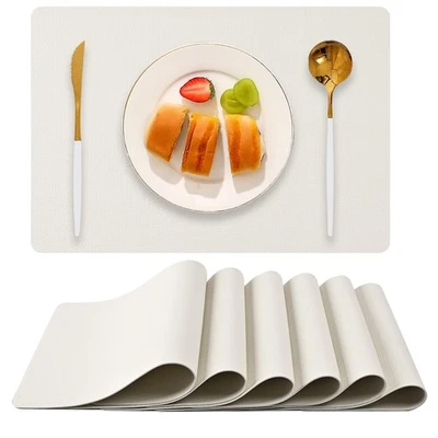 Faux Leather Placemats Set of 6, Heat Resistant Wipeable Washable Vinyl Place... - Image 1 of 4