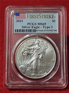 2021 AMERICAN Silver Eagle Dollar ASE PCGS MS 69 TYPE 1 FIRST STRIKE #MF-T5803 - Bild 1 von 2