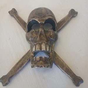 Hölzerner handbemalter Pirat Tiki Bar Totenkopf Dekoration gruselig Halloween groß 17 Zoll - Bild 1 von 7