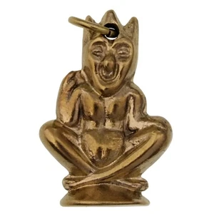 Vintage Lucky PIXIE Charm BRASS Cornish Pisky Piskie Pixy Pendant Tamper ref.198 - Picture 1 of 5