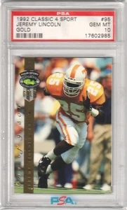 JEREMY INCOLN 1992 Classic 4 Sport Gold #95 PSA 10 GEM MINT TENNESSEE Pop 2 - Picture 1 of 2
