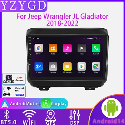 For Jeep Wrangler JL Gladiator 2018-2022 Android GPS Carplay Radio Multimedia FM - Image 1 of 4