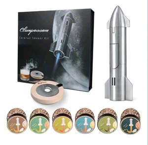 Kit Affumicatore Cocktail con Torcia, 6 Aromi di Cippato di Legno per Whisky, Old-fashion - Foto 1 di 6