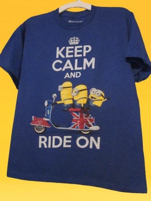NUEVO CON ETIQUETAS - MINIONS "Keep Calm And Ride On" Imágenes de Películas Juveniles Talla M Camiseta Manga Corta Foto 1 de 2