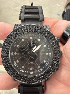 Ice King 6108-BB Reloj Hombre Cuarzo Cristal Negro Acero Inoxidable Helado Foto 1 de 4